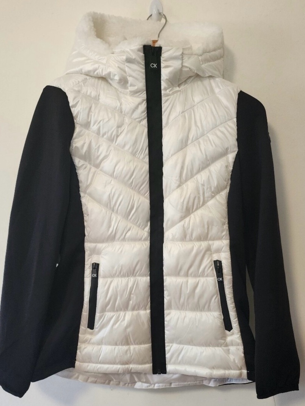 Calvin Klein white and black puffer jacket